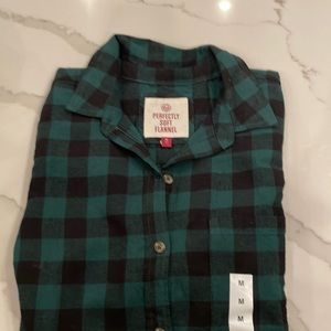 Black and green plaid flannel, long sleeve top